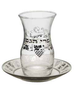 כוס קידוש זכוכית איכותי עם תחתית קרמיקה